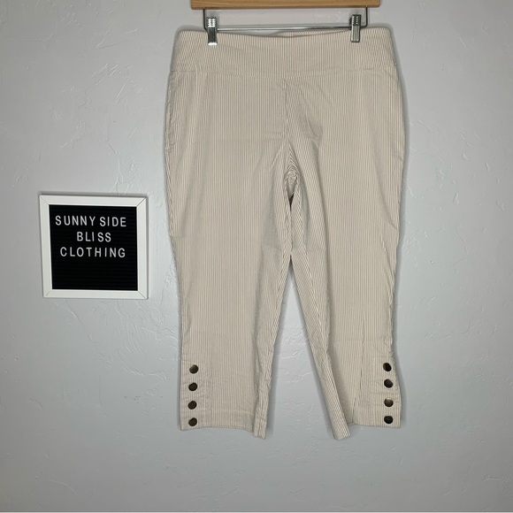 Zac & Rachel Tan Stripped Capris Size 12 - Picture 1 of 9